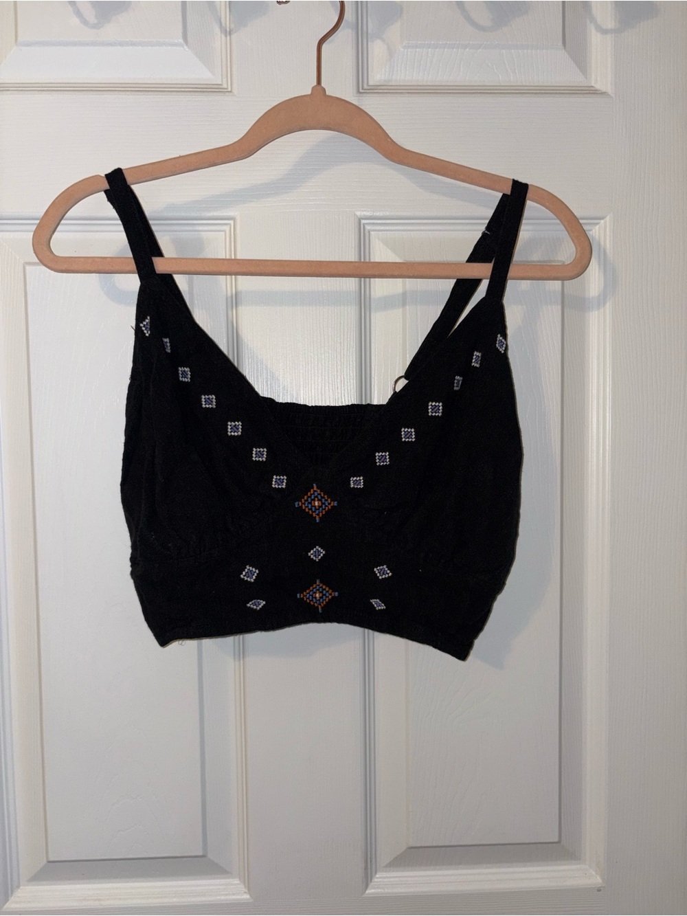 Black Embroidered Cropped Tank - Women's Beaded Crop Top